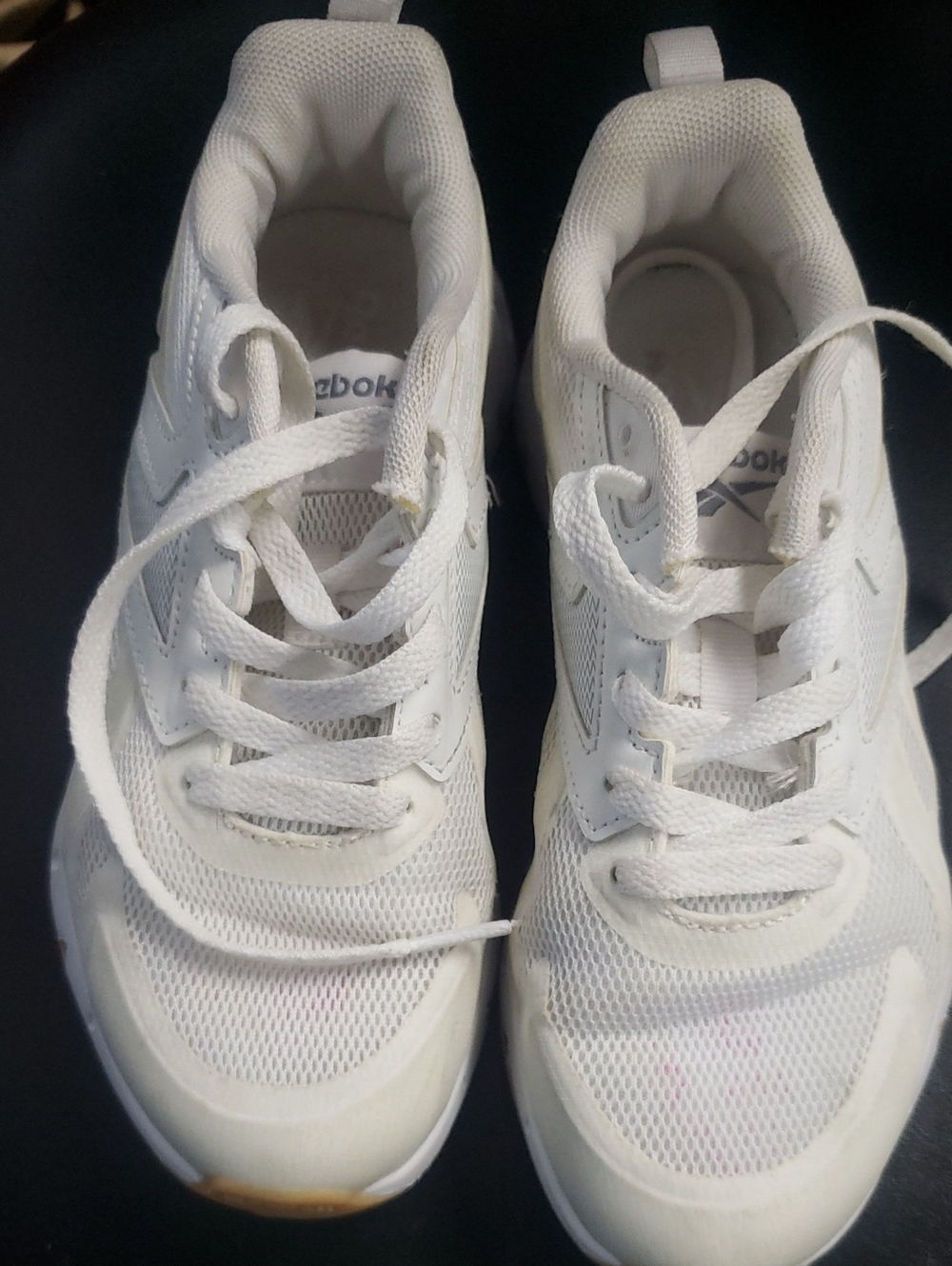 Reebok Kids White Mesh Lace-Up Sneakers